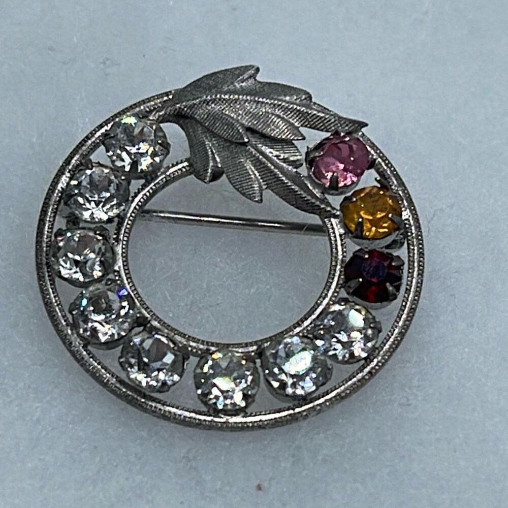 Vintage dce Curtis sterling silver cut glass brooch